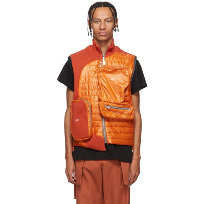 Photo: A-Cold-Wall* Orange Asymmetrical 3D Pocket Puffer Vest