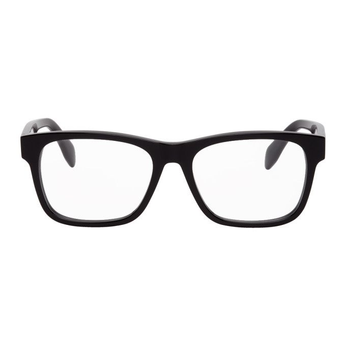 Alexander McQueen Black and White Square Glasses Alexander McQueen