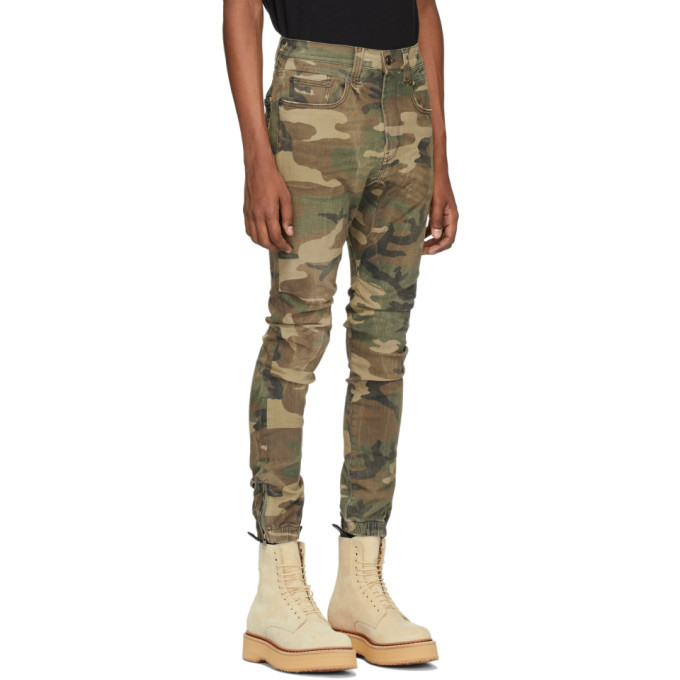 R13 Green Denim Cooper Camouflage Drop Jeans R13