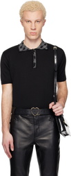 Ernest W. Baker Black Collar Check Jacquard Polo