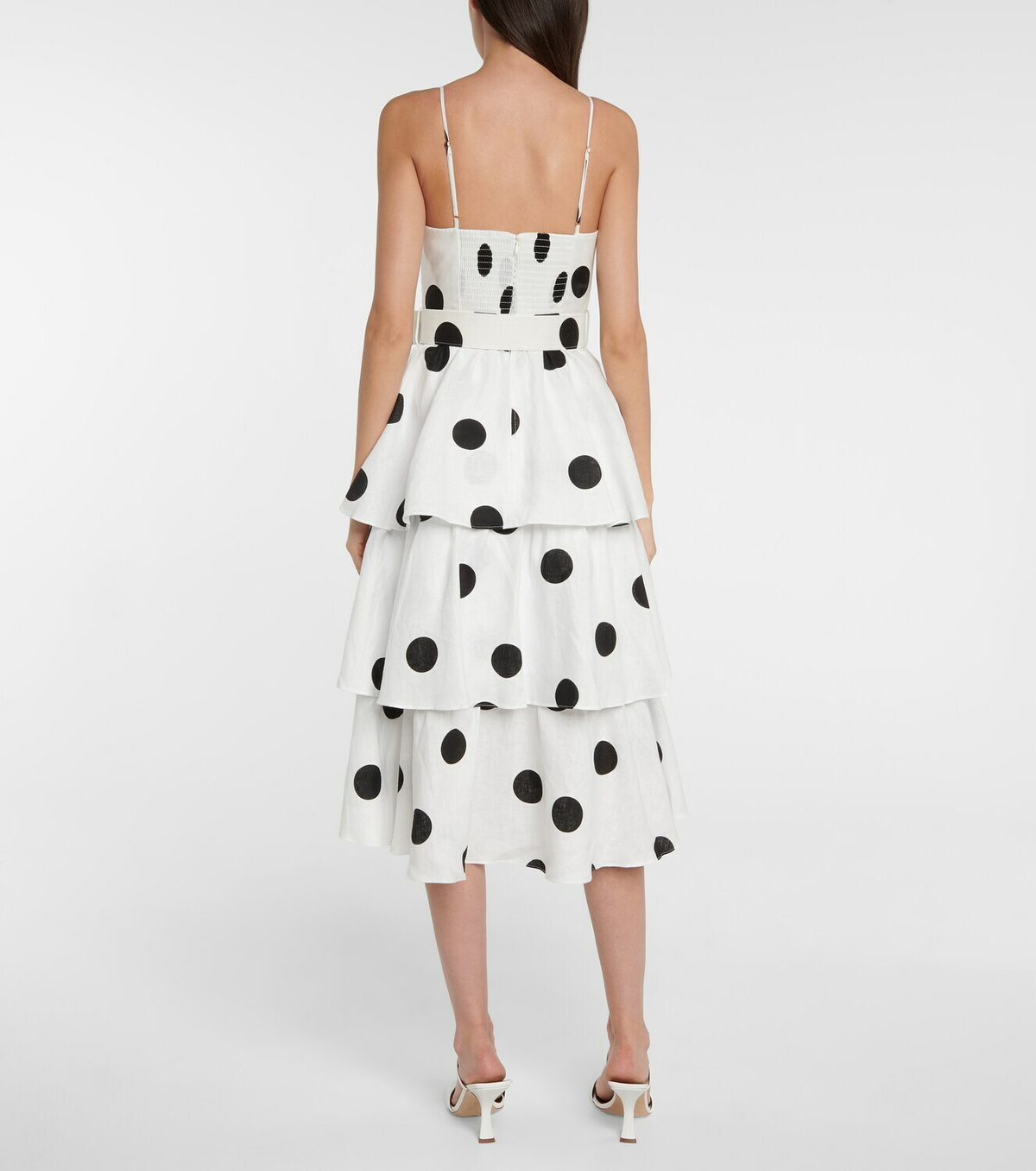 Rebecca Vallance Bonita polka-dot linen midi dress Rebecca