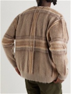 Flagstuff - Checked Knitted Cardigan - Brown