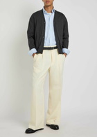 Ami Paris Pleated Wide-leg Wool Trousers Cream