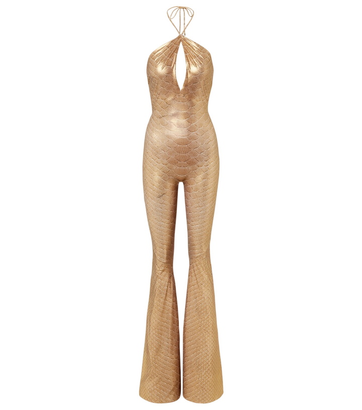 Photo: Roberto Cavalli Snake-print halterneck jumpsuit