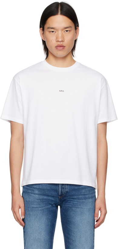 Photo: A.P.C. White Boxy Printed Micro Logo T-Shirt