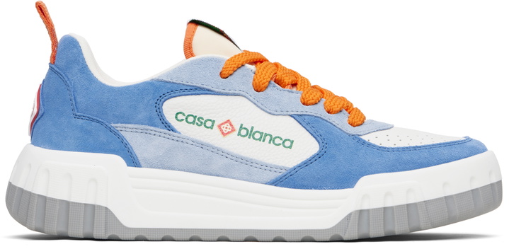 Photo: Casablanca White & Blue Suede Court Sneakers