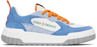 Casablanca White & Blue Suede Court Sneakers