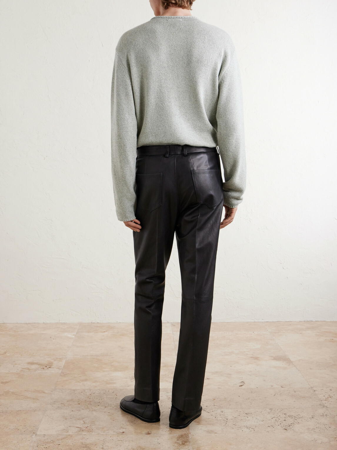 Auralee - Straight-Leg Full-Grain Leather Trousers - Black