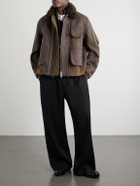 Sacai - Melton Plush-Trimmed Wool Blouson Jacket - Brown
