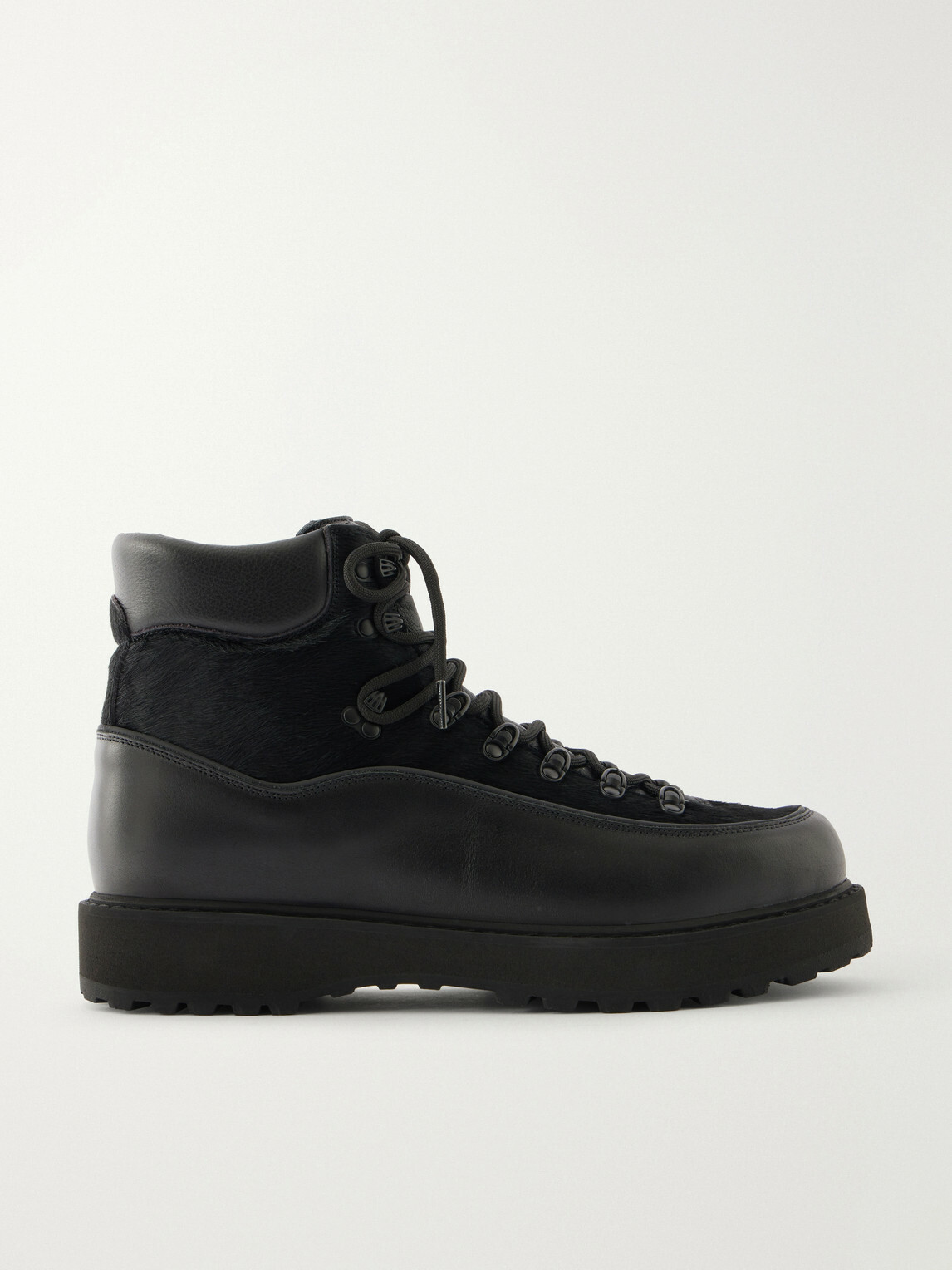 Diemme - Roccia Vet Rubber-Trimmed Calf Hair Hiking Boots - Black