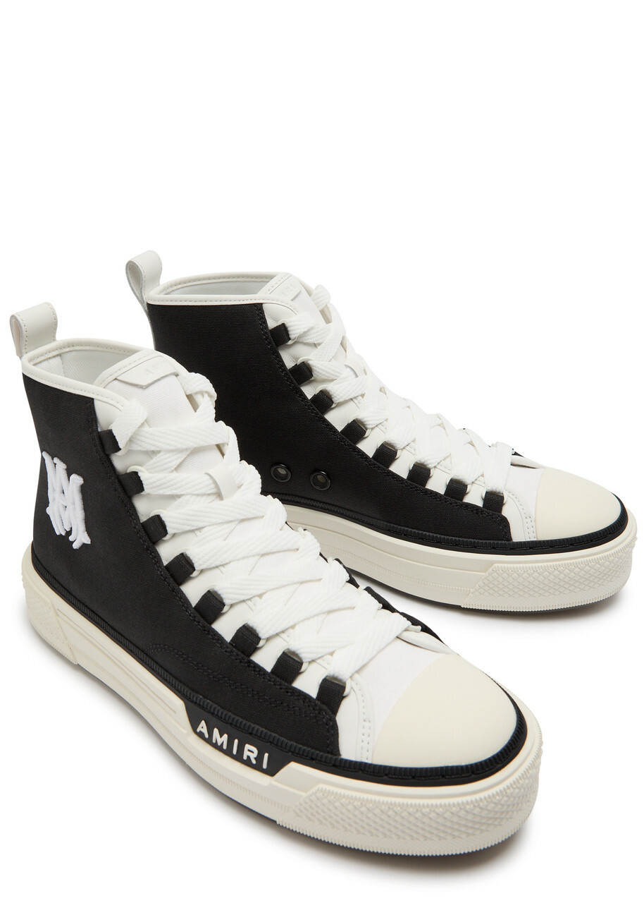 Amiri MA Court Hi Logo-embroidered Canvas Sneakers Black