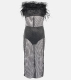 Giuseppe di Morabito Feather-trimmed embellished midi dress