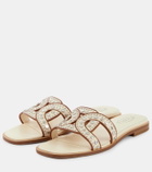 Tod's Raffia and leather slides