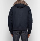 Yves Salomon - Shearling-Trimmed Cotton-Blend Shell Hooded Jacket - Men - Navy