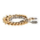 Alexander McQueen Gold and Silver Medallion Chain Bracelet
