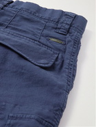 Incotex - Tapered Linen and Cotton-Blend Drill Cargo Trousers - Blue