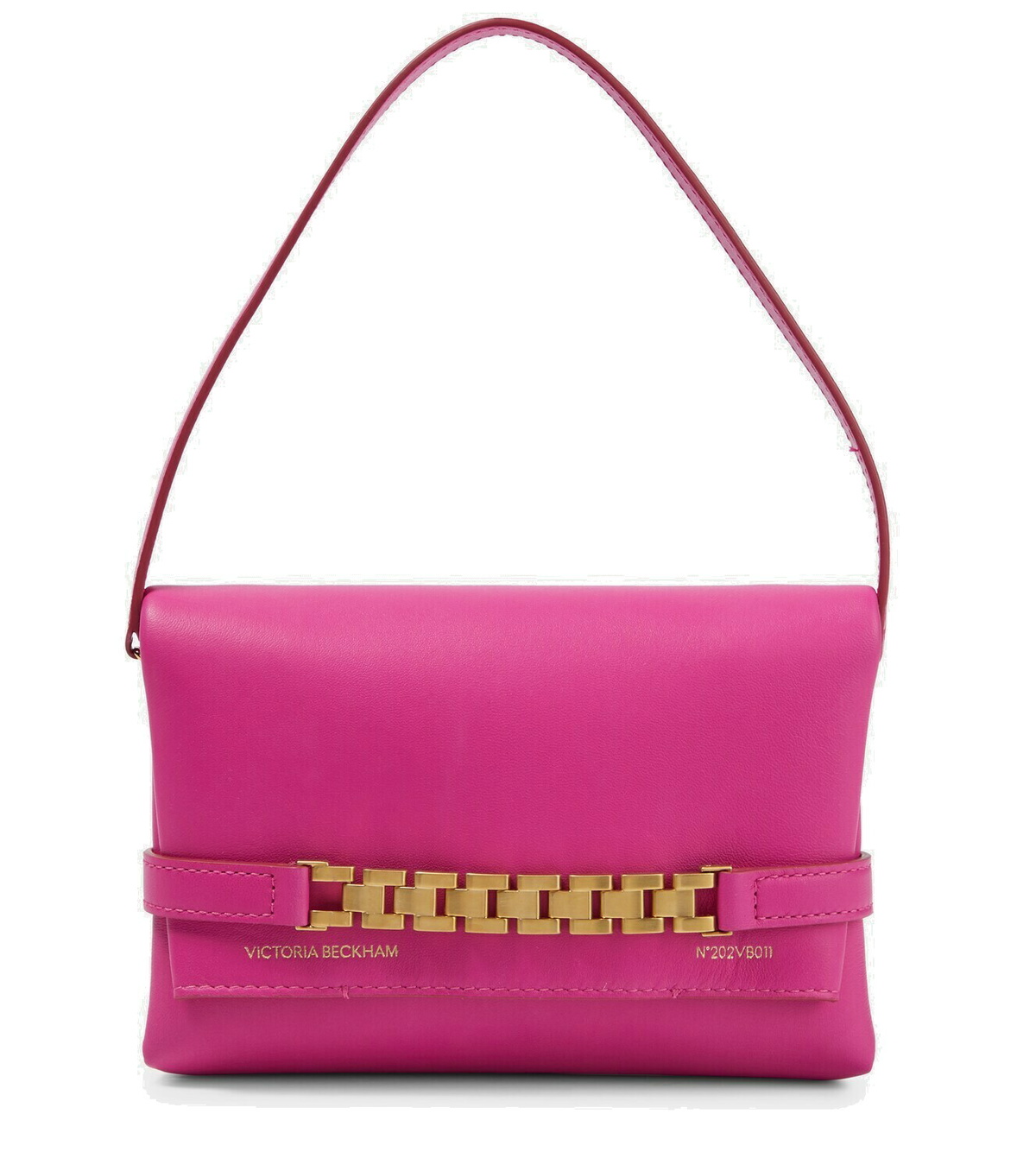 Victoria Beckham Jumbo Chain Pouch in Black Croc-Effect Leather