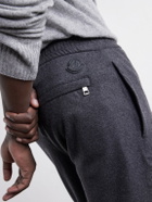 Moncler - Straight-Leg Mélange Stretch-Flannel Sweatpants - Gray