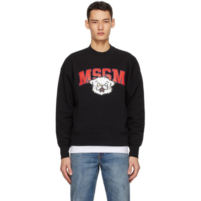 Photo: MSGM Black Cartoon Print Sweatshirt