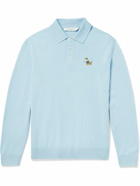 Maison Kitsuné - Logo-Appliquéd Merino Wool Polo Shirt - Blue