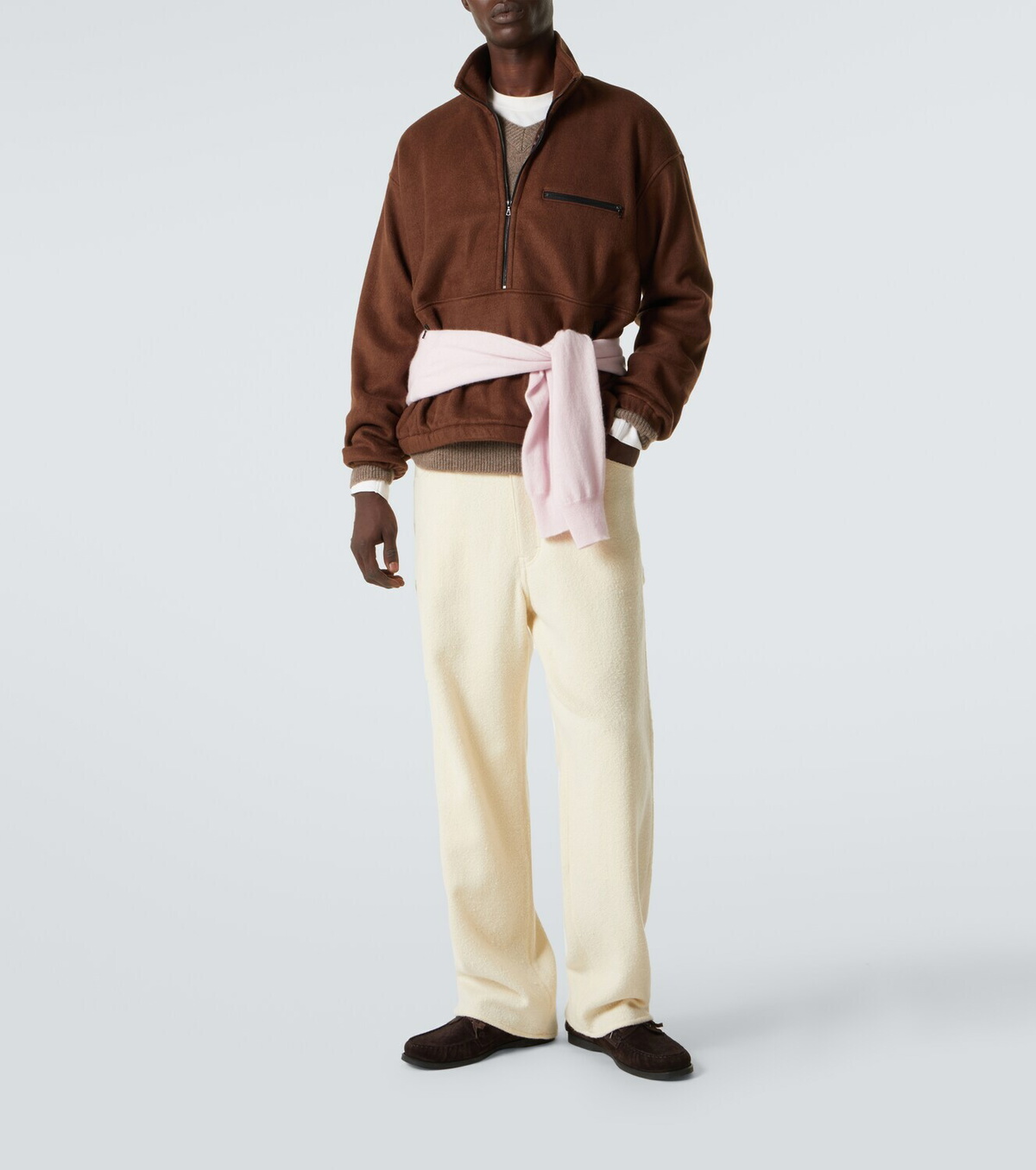 AURALEE silk fleece half zip Auralee Pure Silk Comfort Fleece Half 