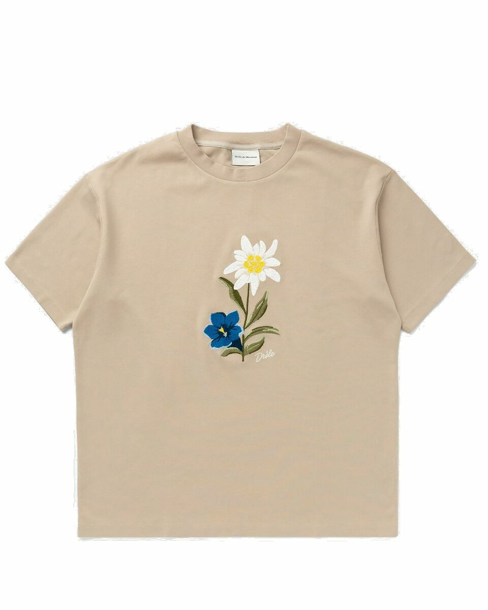 Photo: Drôle De Monsieur Le Tee Fleurs Brodées Beige - Mens - Shortsleeves