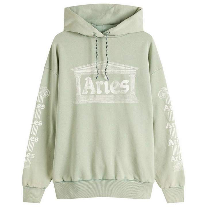 Photo: Aries Men's Aged Ancient Temple Hoodie in Green