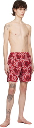 Lanvin Red Printed Swim Shorts