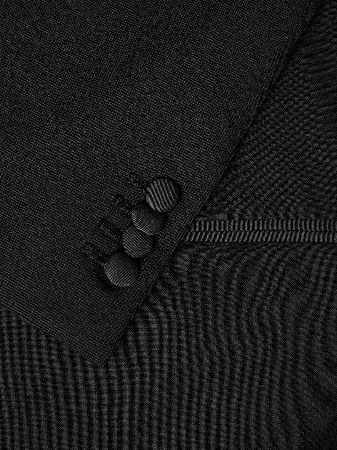 Mr P. - Double-Breasted Slim-Fit Satin-Trimmed Virgin Wool-Twill Tuxedo Jacket - Black
