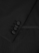 Mr P. - Double-Breasted Slim-Fit Satin-Trimmed Virgin Wool-Twill Tuxedo Jacket - Black