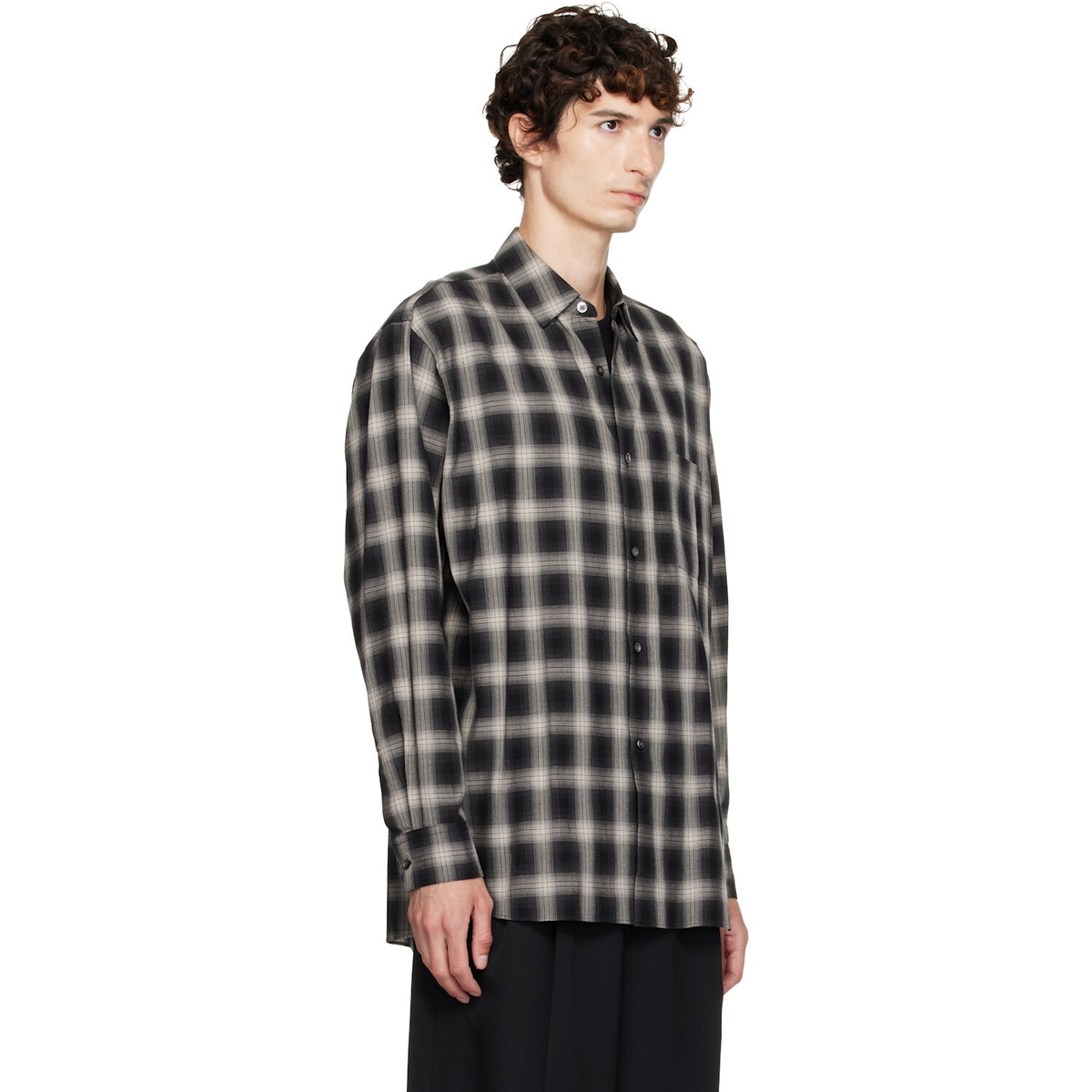 ssstein Black Cotton Oversized LS Shirt