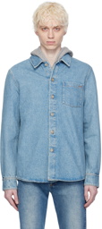 A.P.C. Blue Vittorio Brodée Poitrine Denim Shirt