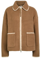 Varley Ruiko Whipstitch-trim Fleece Jacket Brown