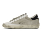 Golden Goose Silver and White Scotch Flag Superstar Sneakers