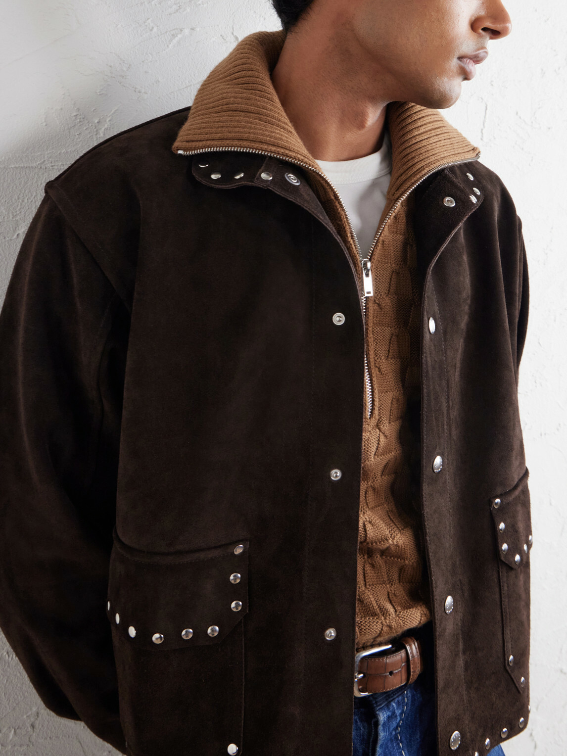 BODE - Studded Suede Jacket - Brown
