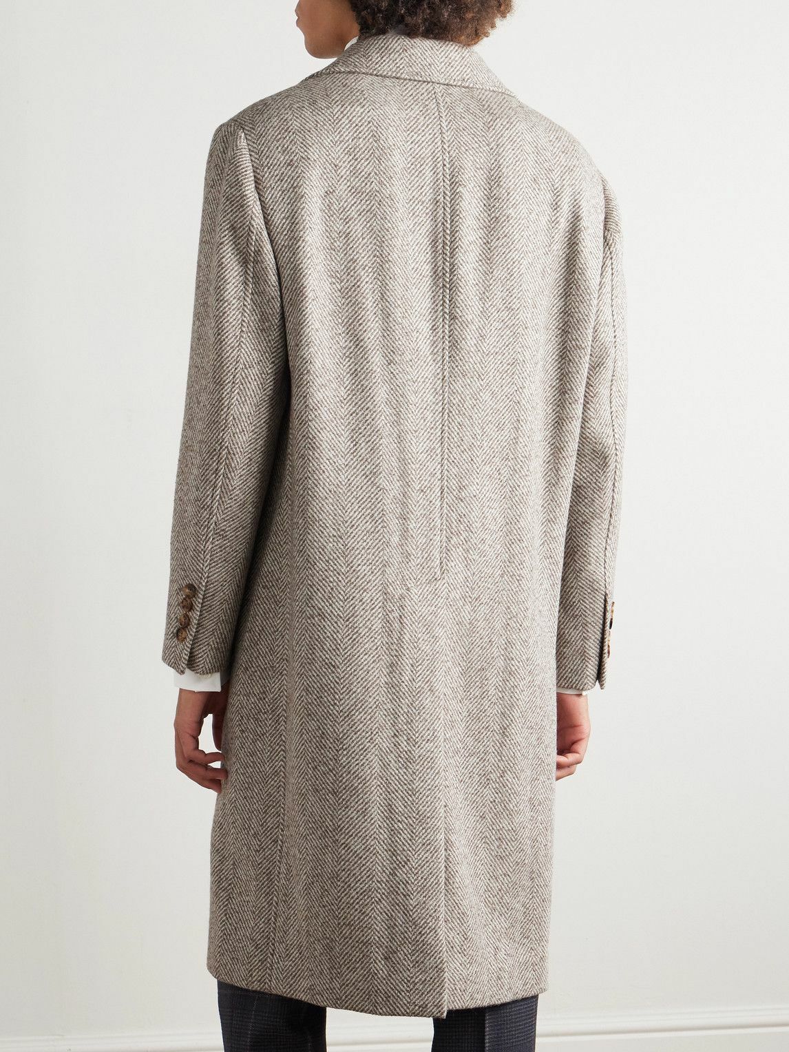 Brunello Cucinelli - Heringbone Woven Coat - Neutrals
