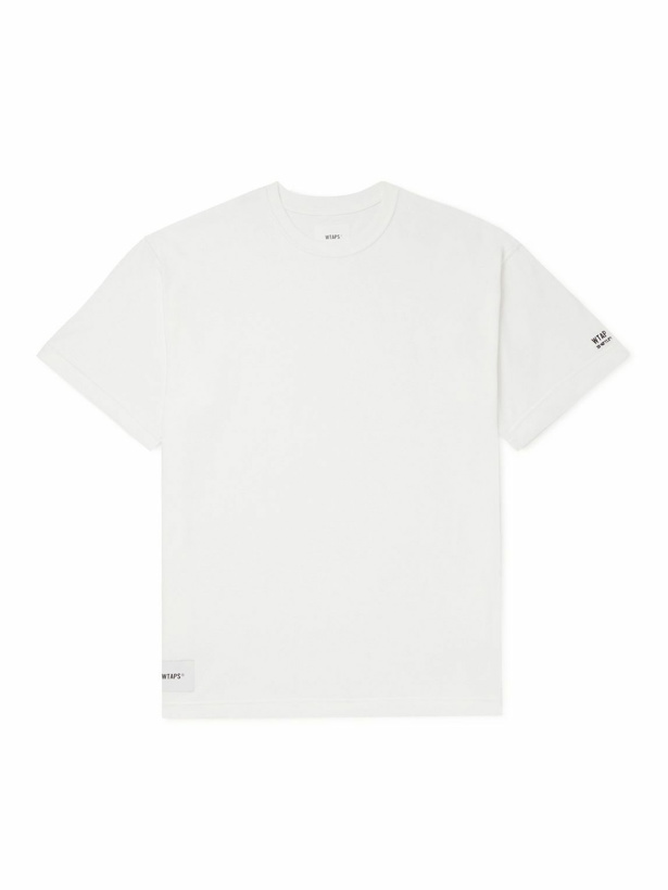 Photo: WTAPS - Appliquéd Logo-Embroidered Cotton-Blend Jersey T-Shirt - White