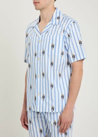 Polo Ralph Lauren Striped Polo-bear Cotton-poplin Sleep Shirt Blue