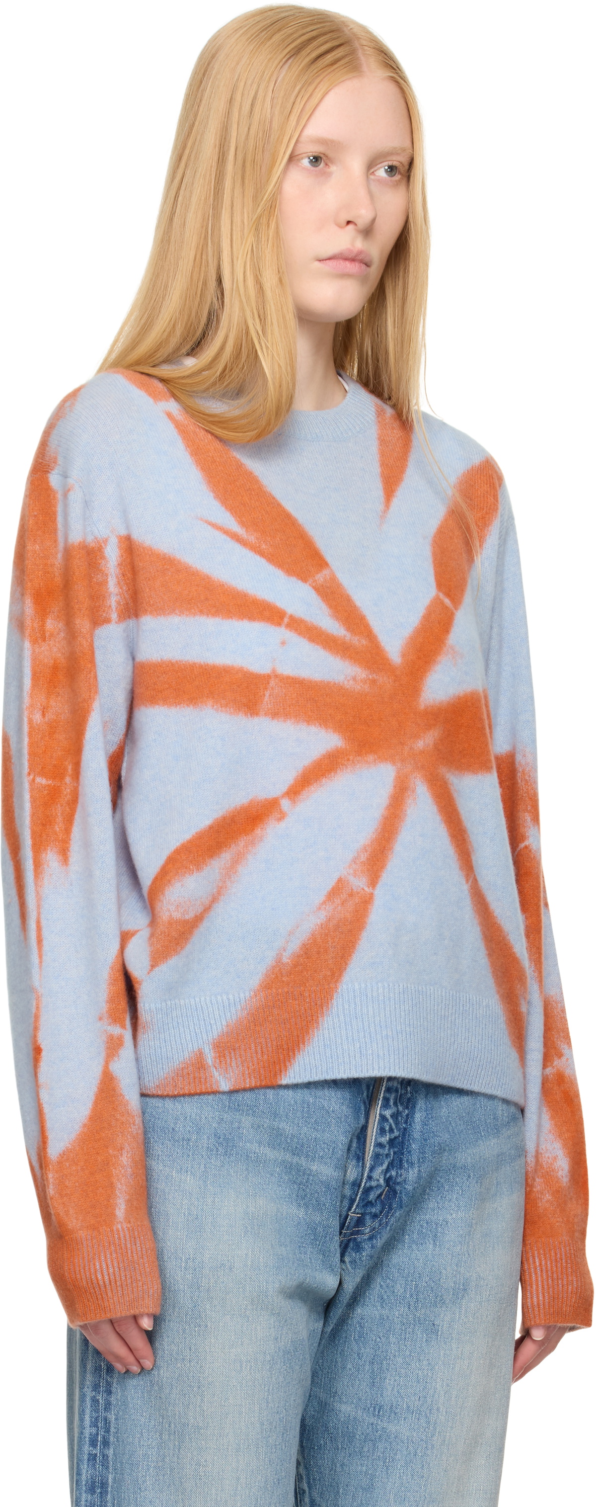 The Elder Statesman Blue & Orange Mythic Tranquility Crew Sweater