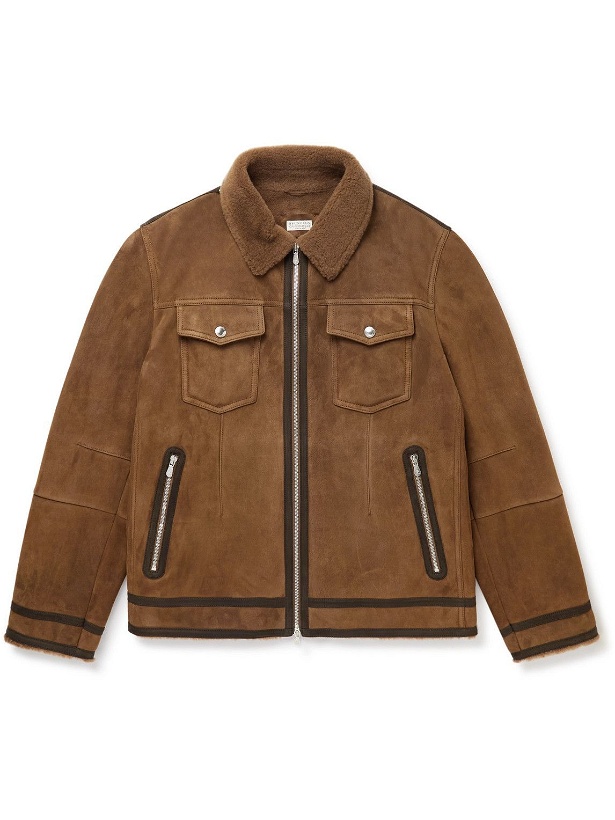 Photo: Brunello Cucinelli - Shearling-Lined Suede Jacket - Brown
