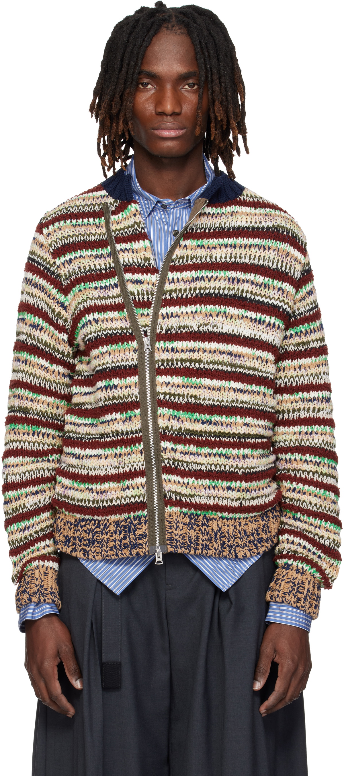 sacai Multicolor Mix Knit Blouson Cardigan Sacai