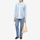 Maison Kitsuné Men's Double Fox Head Patch R-Neck Cardigan in Pale Blue