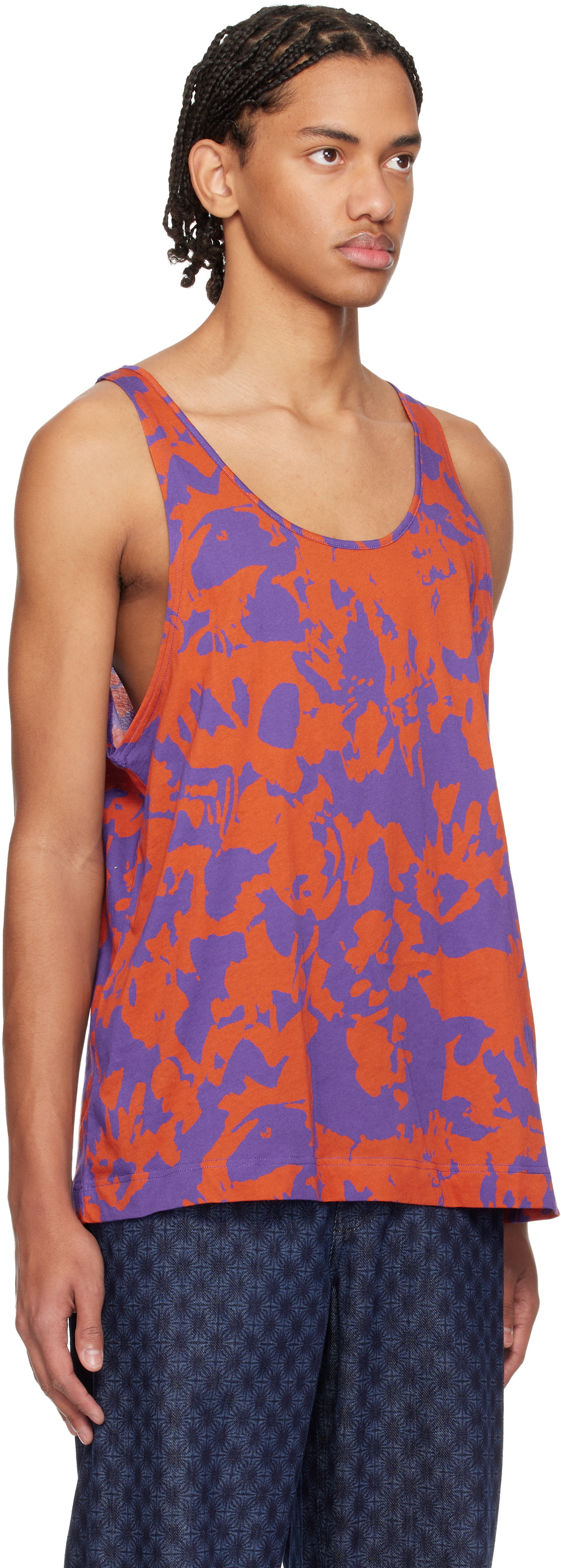 Dries Van Noten Orange & Purple Scoop Neck Tank Top