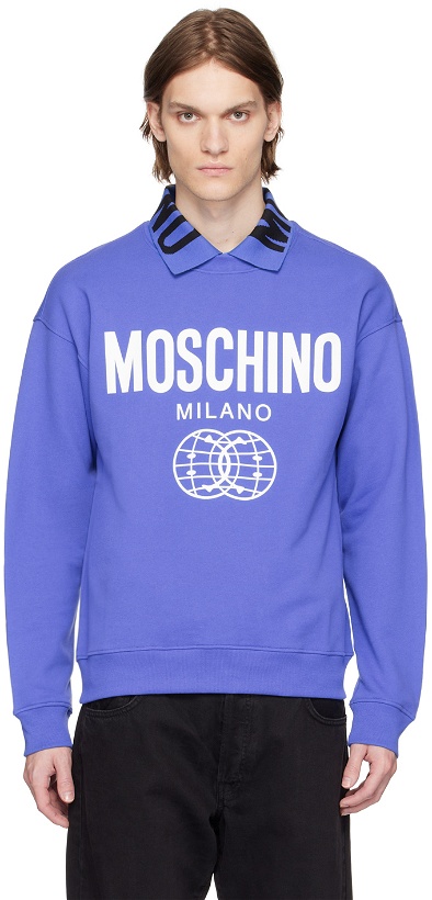 Photo: Moschino Blue Printed Sweatshirt