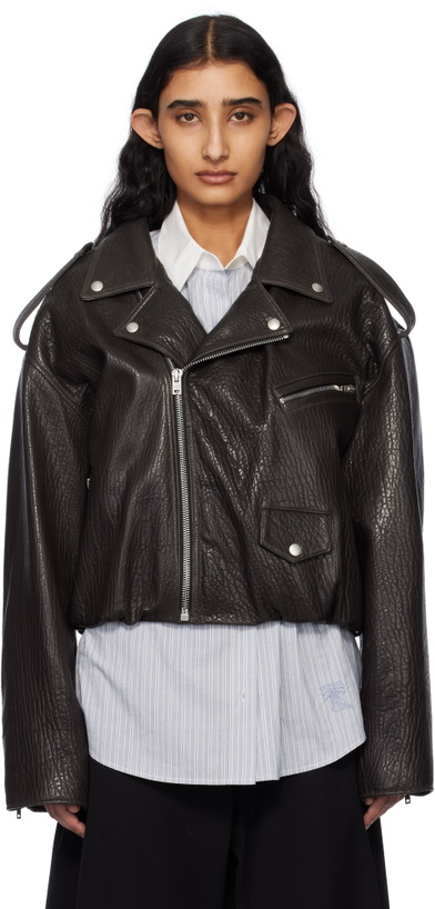 Photo: Acne Studios Brown Lambskin Leather Biker Jacket