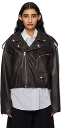 Acne Studios Brown Lambskin Leather Biker Jacket