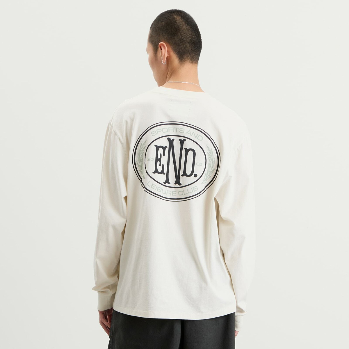 END. Leisure Long Sleeve T-Shirt in Smoke White