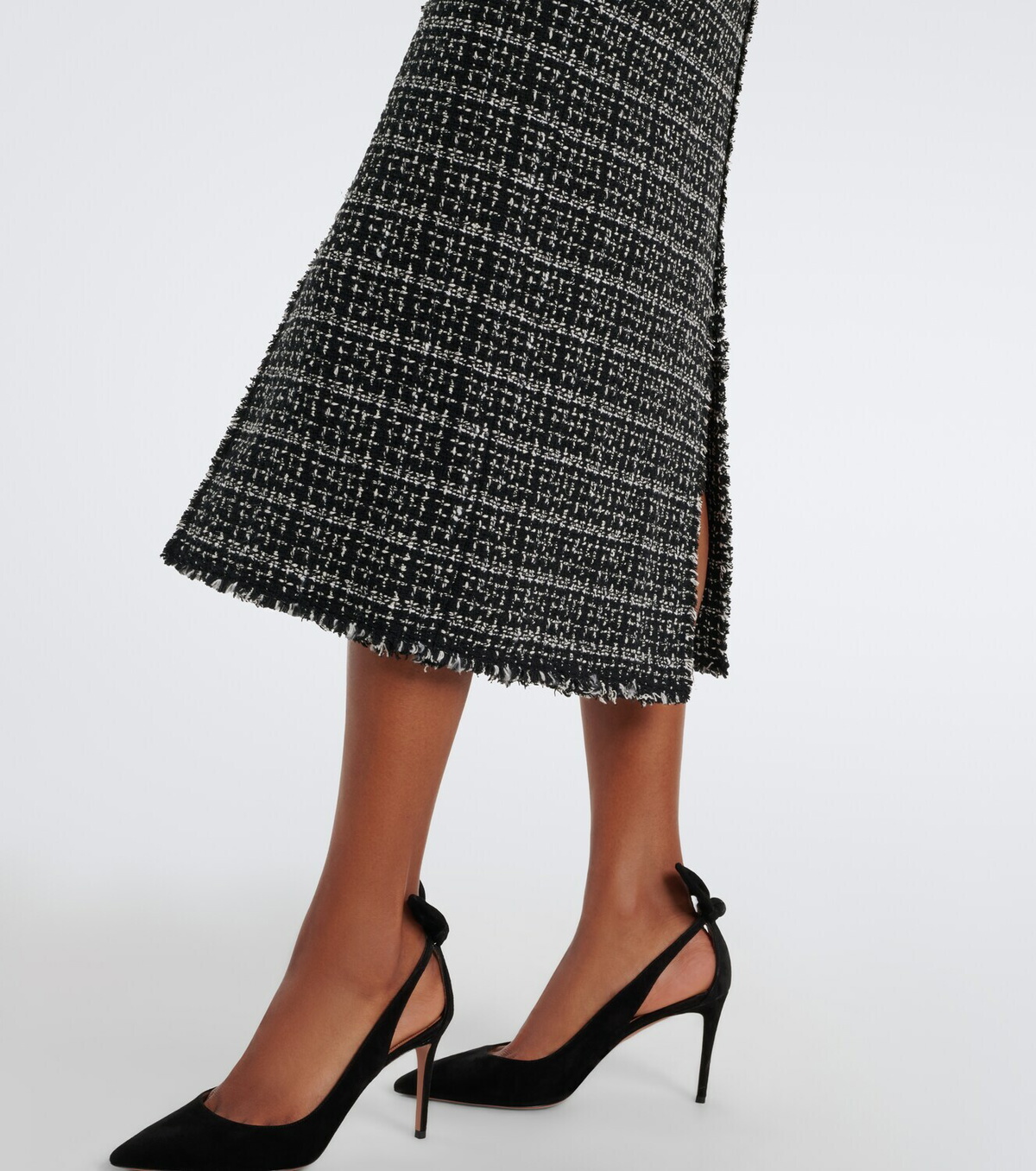 Erdem Checked cotton-blend tweed pencil skirt