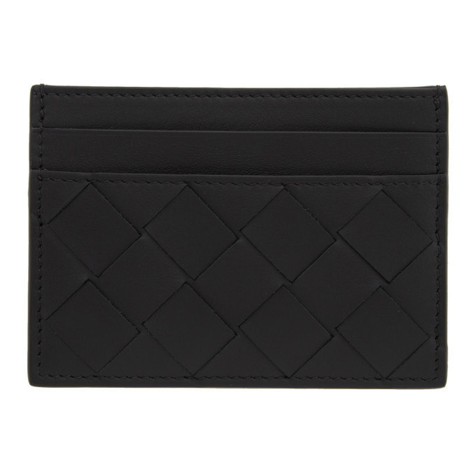 Photo: Bottega Veneta Black Intrecciato Classic Card Holder