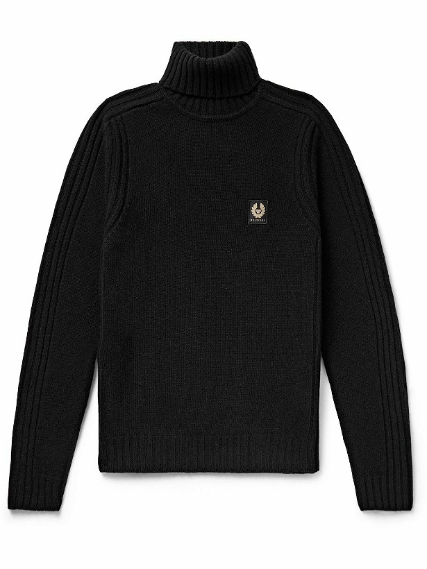 Photo: Belstaff - Watch Slim-Fit Logo-Appliquéd Ribbed Wool Rollneck Sweater - Black